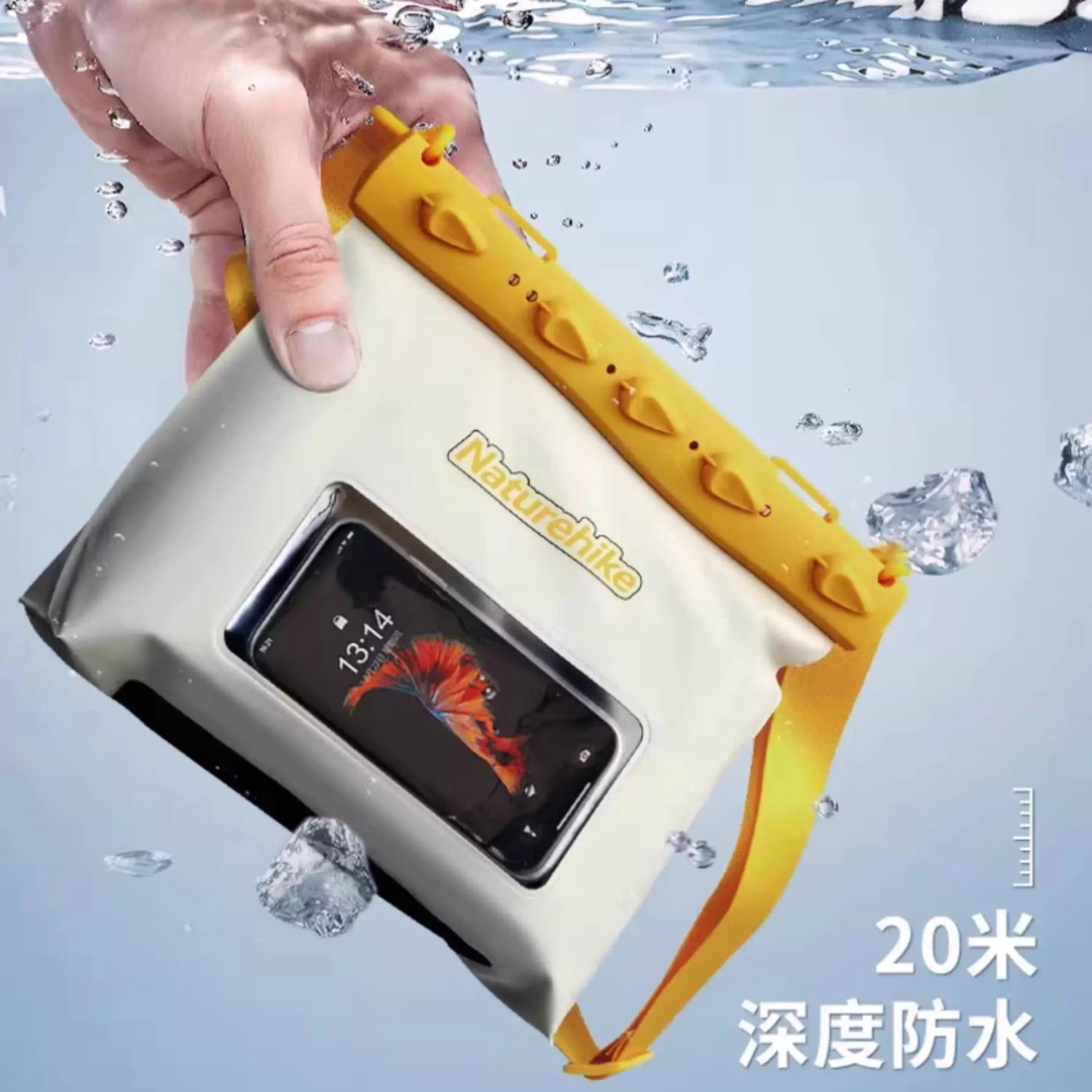 IPX8 Waterproof Phone Pouch, Floating Dry Bag with Touchscreen for Swimming Snorkeling Diving, Beach Essential.20 Meter Depth Waterproof Test