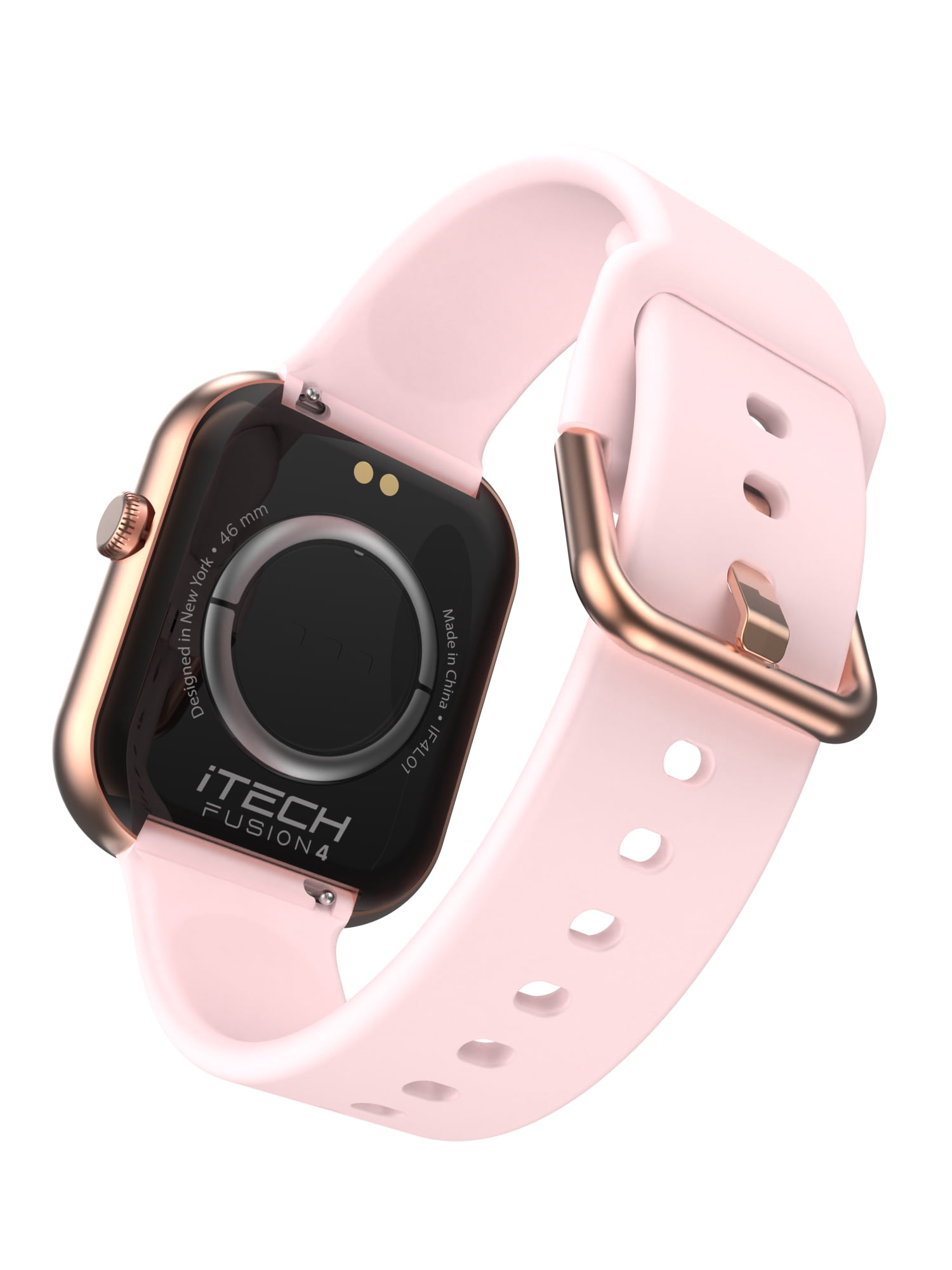 iTech Fusion 4 Unisex Adult Rectangular Smart Watch, Blush, Silicone Strap