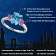 thumbnail image 2 of Gem Stone King 925 Sterling Silver Swiss Blue Topaz and Pink Moissanite Engagement Ring for Women | 2.71 Cttw | Oval Checkerboard 9X7MM | Gemstone November Birthstone | Size 9, 2 of 6