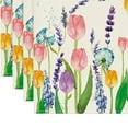 thumbnail image 4 of Camino de mesa de primavera con estampado floral, decorativo, para fiestas, de arpillera primaveral de temporada 4 piezas un, 4 of 5