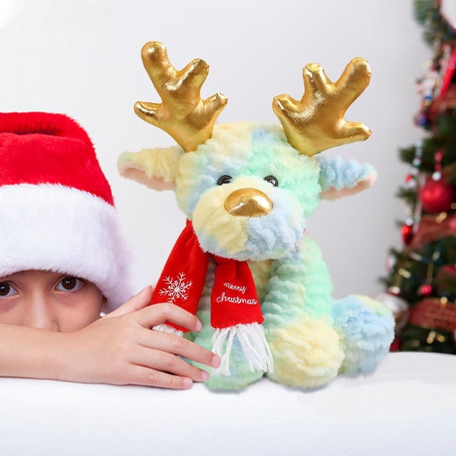 Fiudx Almohada Navideña de Ciervo, Reno de Peluche, Decoración Festiva, Suave y Colorida, Cojín Acogedor, Decoración Del Hogar, Idea de Regalo para Seres Queridos.