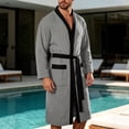 thumbnail image 4 of successthop Bathrobes for Men Long Sleeves Bathrobe Knee Homewear Belted Sleepwear Jacquard After Bath Fall Loungewear, 4 of 9