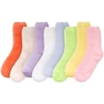 thumbnail image 2 of BambooMN Women's Fuzzy Soft Pastel Colorful Fluffy Socks - Assortment E - Extra Large - 8 Pairs, 2 of 8