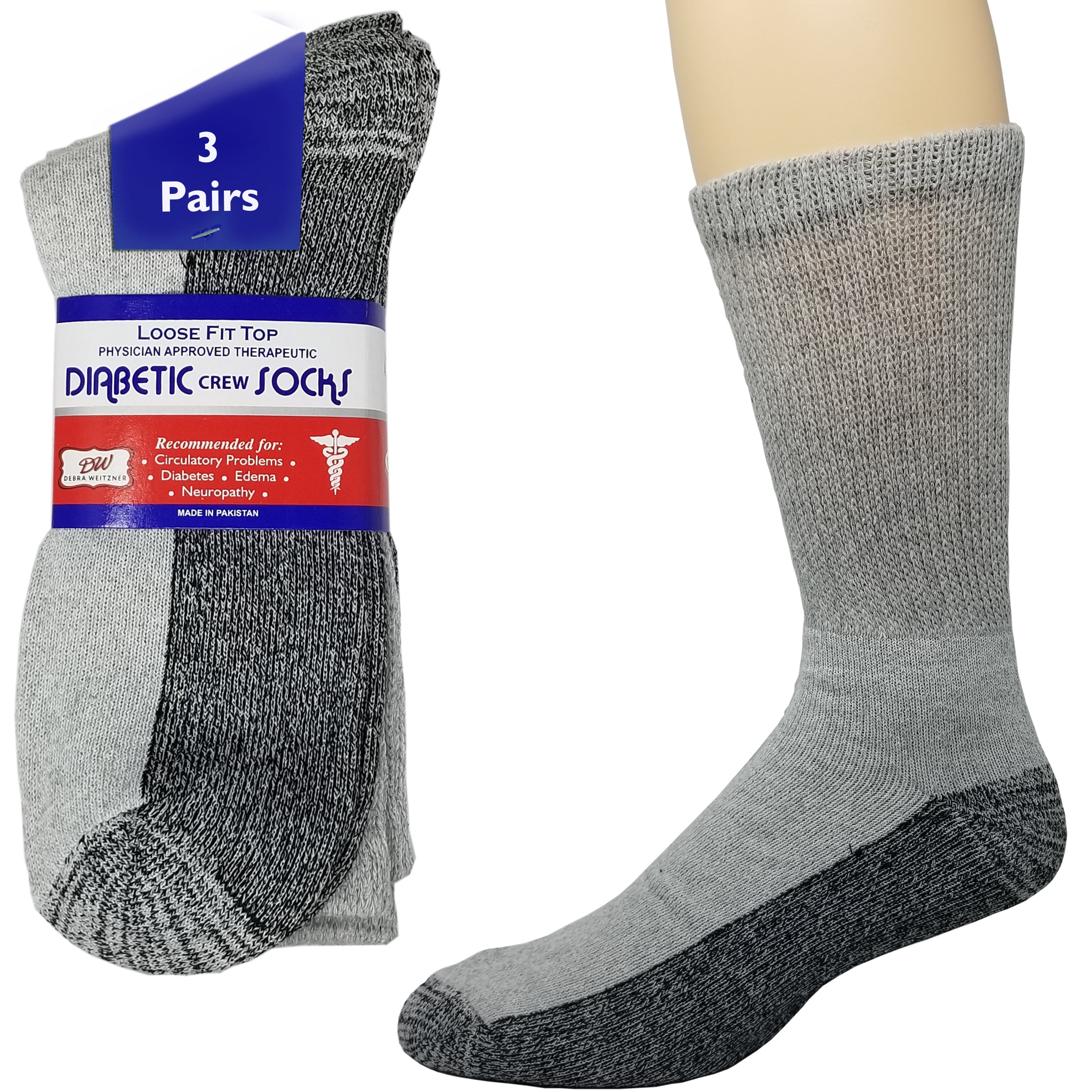 Diabetic Socks Mens Womens NonBinding Reinforced Heel Cushion Socks 3