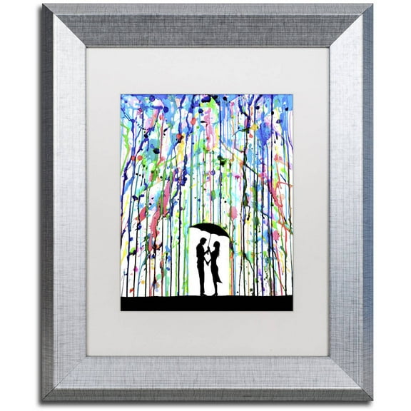Trademark Fine Art 'Pour Deux' Canvas Art by Marc Allante, White Matte, Silver Frame
