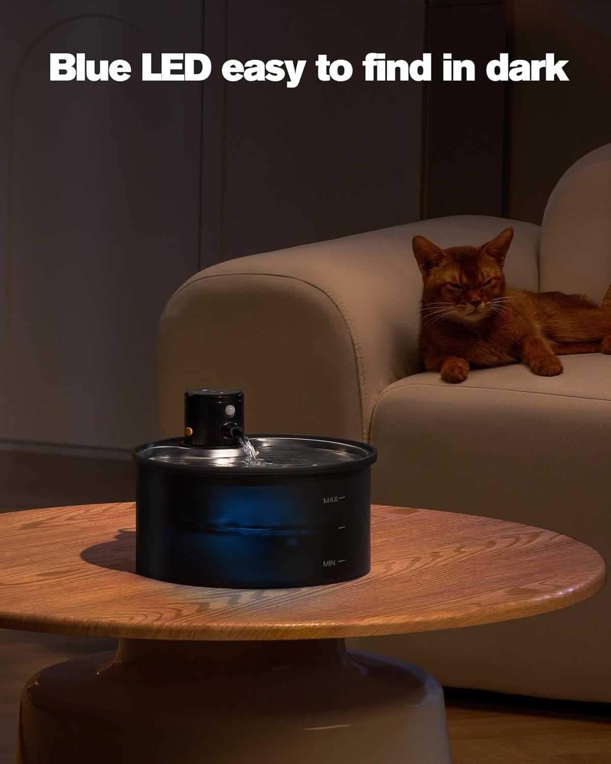 Rechargeable Cordless Cat Water Fountain with Motion Sensor and Filter - 108oz/3.2L Automatic Plastic Pet Drinking Dispenser for Indoor Cats