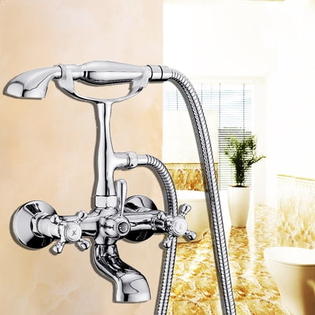 Classic Chrome Clawfoot Bath Tub Bathroom Faucet With Hand
