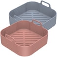 thumbnail image 3 of Xiyztok Reusable Silicone Air Fryer Liners with Handles, 2 Pack, 3 of 12