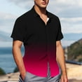 thumbnail image 4 of Black Tee Plain Cotton T Shirts for Men Mens Button Down Shirts Short Sleeve Gradient Casual Summer Beach Untucked Dress Shirt Vacation Wedding Clothes, 4 of 6
