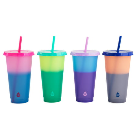 TAL 8 Pack 24 oz Solid Color Changing Tumblers