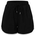 thumbnail image 6 of Costeam Womens Contrast Color Trim Dolphin Hem Running Shorts Deep Side Inset Hand Pockets Adjustable Drawstring Elastic High Waist Quick Dry Casual Workout Athletic Lounge Short Bottoms, 6 of 8