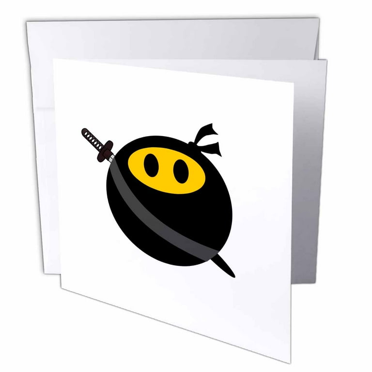 3dRose Ninja smiley face - funny black masked yellow happy face - cute spy,  Japanese sword - Greeting Card, 6 by 6-inch - Walmart.com