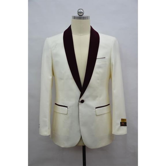 Mens Blazer Ivory ~ Burgundy Tuxedo Dinner Jacket And Blazer Two Toned