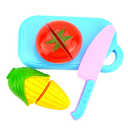 Kitchen Toy Fun Cutting Fruit & Vegetables Set Pretend Play Food Cooking Playset with Cutting Board Toy Knife Educational Toys Games 4Pcs Tomato