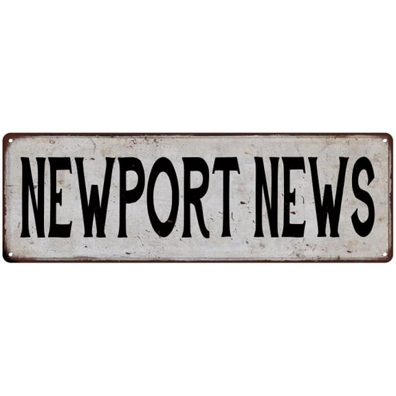 NEWPORT NEWS Vintage Look Rustic Metal City State Sign 6 x 18 High Gloss Metal 206180041357