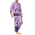 thumbnail image 2 of Lsque Lavender Roses Arrangement Pattern Long Sleeve Pajama Set for Men - Soft 2-Piece Sleepwear and Loungewear Set with Pockets, Comfy Nightwear-Medium, 2 of 7