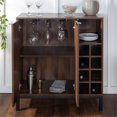 thumbnail image 2 of Chicago 34" Modern Wood Bar Cabinet with Side Wine Storage - Dark Walnut, 2 of 12