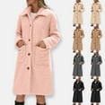 thumbnail image 7 of Lovskoo Women's Winter Fleece Sherpa Jacket Button Down Pockets Long Sleeve Lapel Casual Trendy Outerwear Solid Color Warm Long Coat Beige, 7 of 7