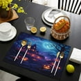 thumbnail image 7 of Halloween Scary Orange Pumpkin Spooky Castle Table Mats Set of 4 Autumn Halloween Place Mats Durable No Slip Dining Table Mats for Party Kitchen Dining Decoration, 7 of 7