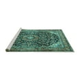 thumbnail image 2 of Ahgly Company Machine Washable Indoor Rectangle Medallion Turquoise Blue Traditional Area Rugs, 7' x 9', 2 of 4