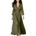thumbnail image 2 of QUNYINEY Casual Dresses for Women 2026 Long Long Sleeve Commute Flowy A Line Dress Slim Fit Casual Button Down Collared Solid Dresses, 2 of 9