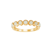 Women's Welry Created Opal Seven Stone Band Ring in 10kt Yellow Gold, Size 9