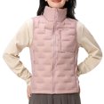 thumbnail image 2 of Ashirexll Puffer Vest Women, Womens Winter Coats, Short Stand Collar Seamless Seam Sealed Quilted Down Vest For Women, 2 of 3