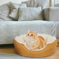 thumbnail image 2 of PureWags Small Dog Bed, Round Cat Bed Washable for Indoor Cats, Non-Slip Base and Removable Cushion, Pet Bed for Puppy and Kitten, 20 Inches, 2 of 9
