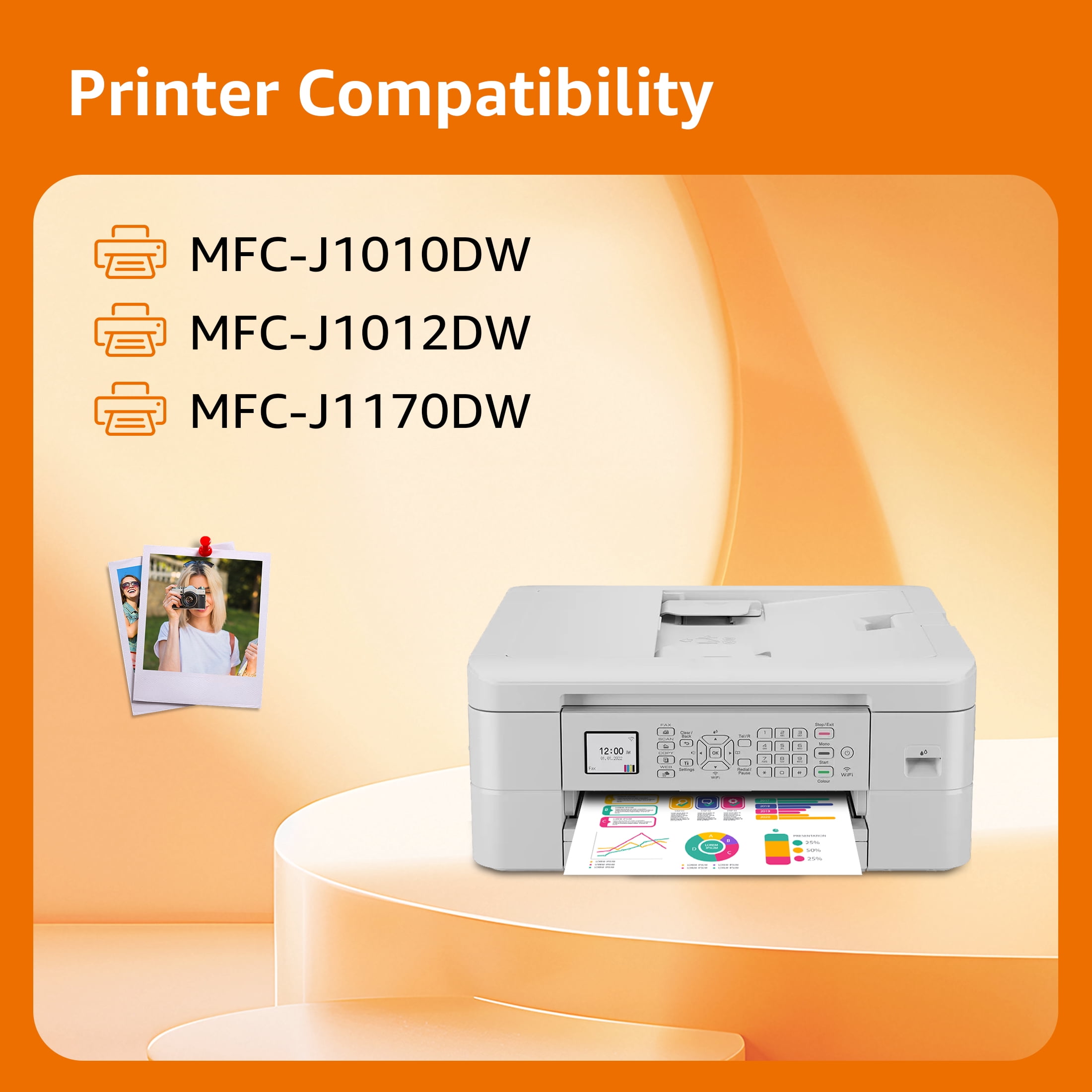 LC401XL LC401 MFC-J1010DW Ink Cartridges for Brother Printer LC 401 401XL for MFC-J1010DW MFC-J1170DW MFC-J1012DW MFC-J1800DW MFC J1010DW - 4 Pack High Yields Black Cyan Magenta Yellow