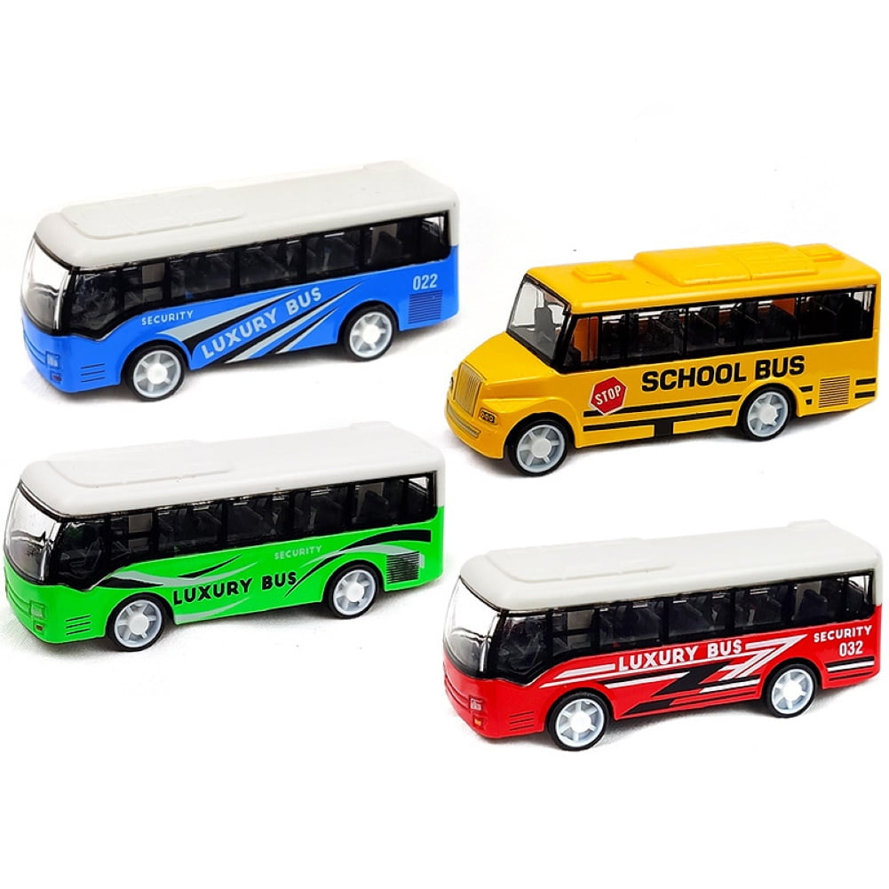 Simulation Pull Back Bus Alloy Diecast Toy with LED Light Best Birthday for Boys Girls Toddlers Bus Toy