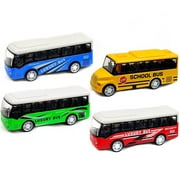 Aofa Kid Mini Simulation Pull Back School Luxury Bus Model Collectible Toy Desk Decor