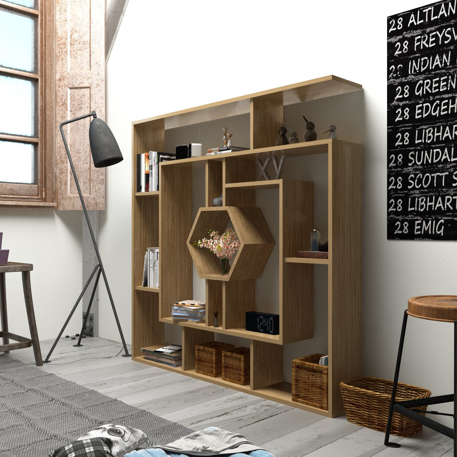 Geometric bookcase walmart deals