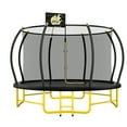 thumbnail image 2 of Upgrade 14 FT Trampoline for Kids and Adults, Outdoor Recreational Trampoline with Enclosure Net and Basketball Hoop, No Gap Design Pumpkin Trampoline with Ladder, 880LBS Load, Yellow, 2 of 7