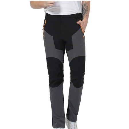 TMOYZQ Men s Fleece Lined Snow Ski Pants Outdoor Waterproof Windproof Hiking Pants Insulated Softshell Winter Snowboard Fishing Cargo Pants with Zipper Pockets