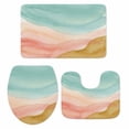 thumbnail image 2 of Abstract Beach Bathroom Rugs Set Watercolor Teal Pink Brown Gradient Landscape Non Slip Absorbent Soft Bath Mats 3 Piece Set with Bathroom Rug, U-Shaped Floor Mat, Toilet Seat Cover Large Size, 2 of 9