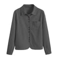 thumbnail image 6 of Zpanxa Fleece Jacket Women Corduroy Button Front Long Sleeve Shirt Jacket Loose Fit Solid Color Casual Lightweight with Pockets Fall Outerwear, 6 of 7
