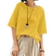 thumbnail image 2 of Pantalones cargo para mujer,Camiseta de verano para mujer, blusa informal de poliéster con cuello redondo y manga 3/4, largo regular para uso diario, sopatenor, 2 of 9