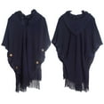 thumbnail image 5 of MIASHUI Plus Size Knit Sweater Button Hood Cape Shawl, Scarf for Women, Fashion Scarf for Casual Wear, Warm Scarf Navy,One Size, 5 of 6
