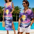 thumbnail image 4 of Jeiento Matching Hawaiian Outfits for Couples Mens Summer Shirts Maxi Sundresses Coconut Tree Soft Stylish Maxi Dress with Pockets Purple Hawaii Shirts, 4 of 7