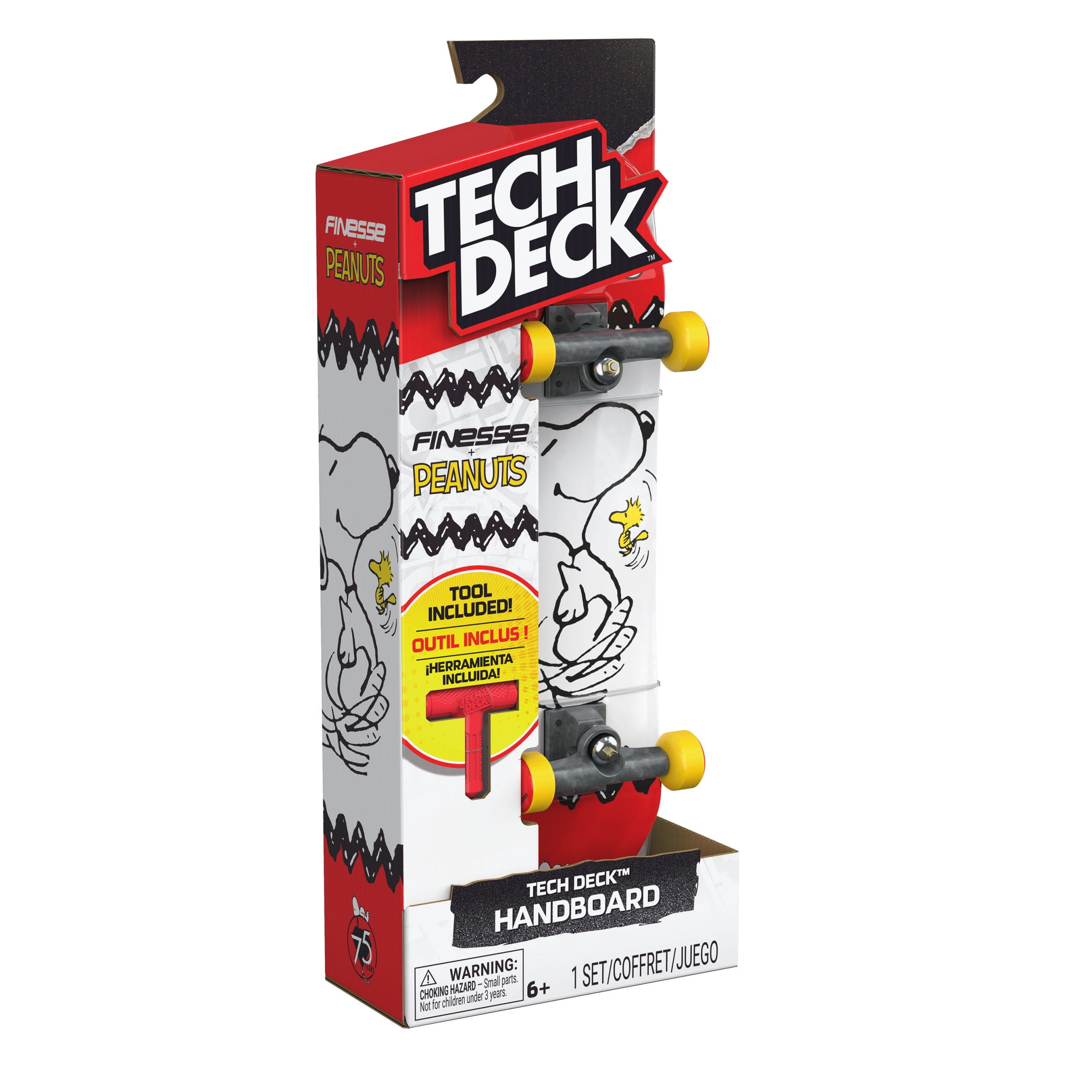 Tech Deck, Finesse Peanuts Handboards, Authentic Mini Skateboards for Kids Ages 6 and up