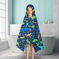 thumbnail image 6 of DarkBlue Dinosaurs Pattern Hooded Bath Towel，50"x30" for Ages 3 To 12 Kids, Quick Dry Lightweight Soft Microfiber Hood Beach Towel Cover Up for Kids, 6 of 7