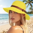 thumbnail image 3 of qolati Sun Hats for Women Summer Beach Straw Hat UPF 50+ UV Sun Protection Wide Brim Packable Foldable Bucket Travel Garden Sunhat Yellow, 3 of 7