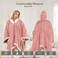 thumbnail image 5 of SUNNY HEAT Heated Electric Wearable Throw Blanket with Hood Pockets, 56"x63", Soft Flannel & Sherpa, 3H Auto Shut Off, Machine Washable, Light pink, 5 of 5