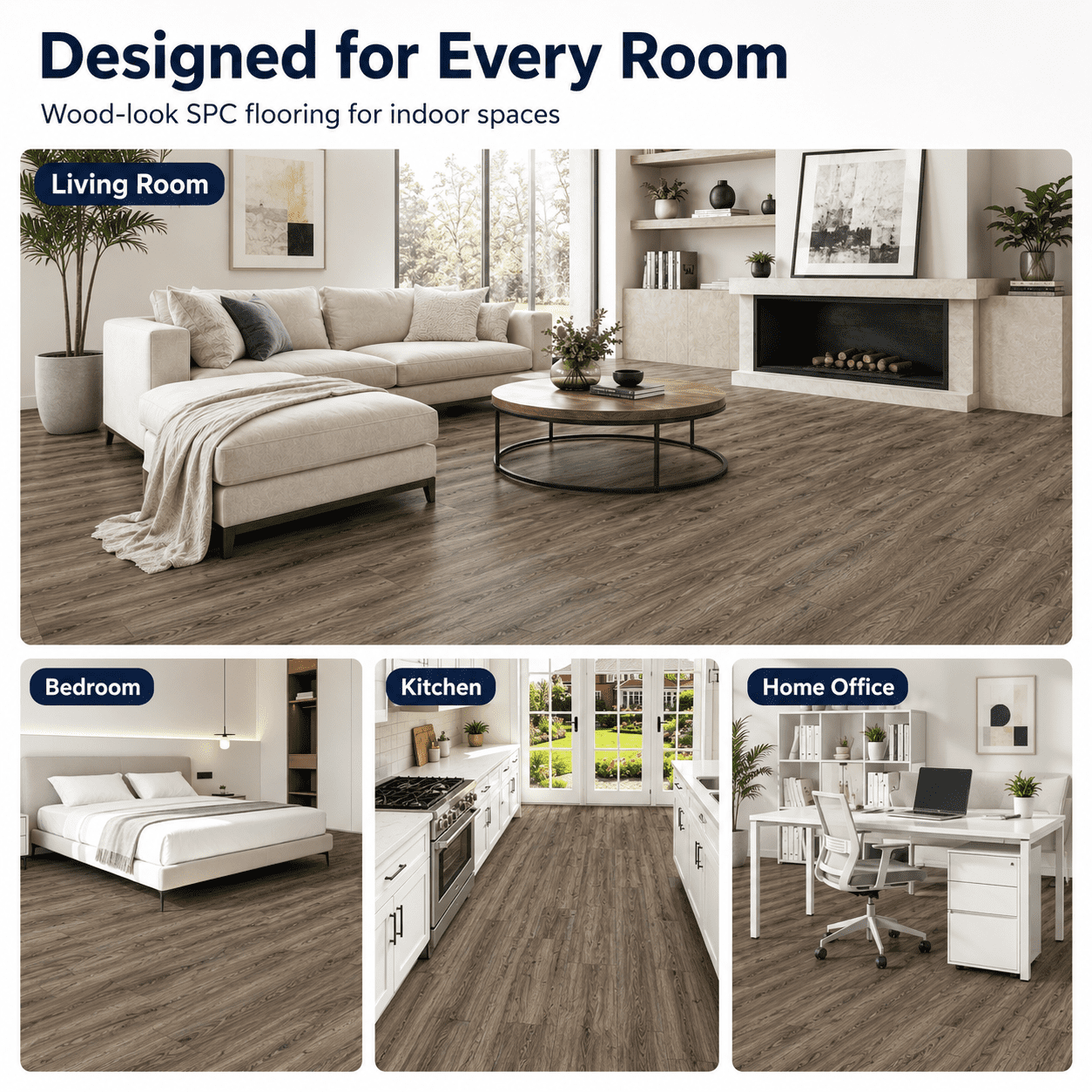 Yeslife 24-Piece Interlocking Luxury Vinyl Flooring Tile, 23.98 x 5.98 in., Vintage Brown Oak SPC Rigid Core, 23.9 sq. ft.
