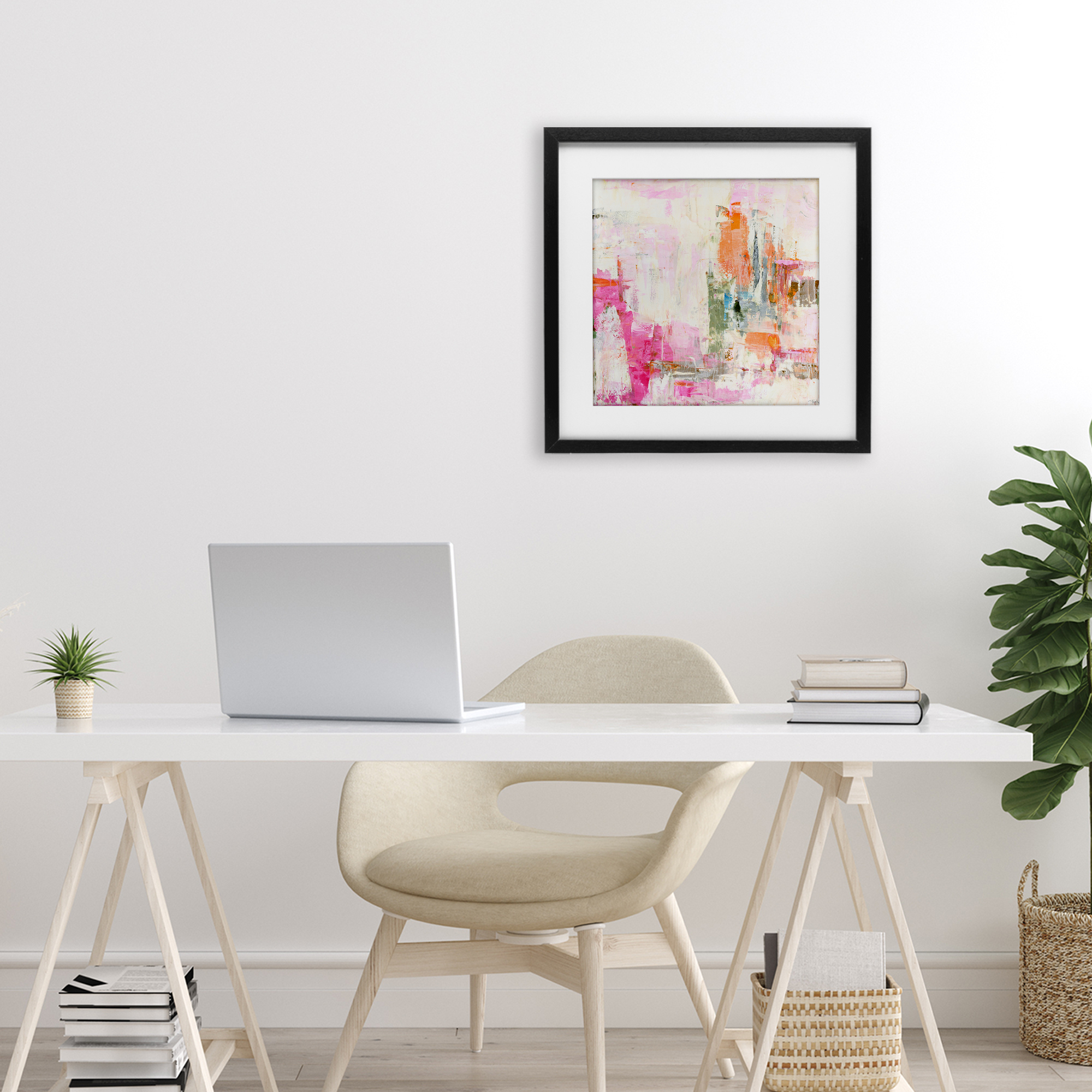 Stupell Industries New Age Pink Abstract Black Framed Print Under Glass, design by Design Fabrikken