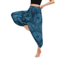 thumbnail image 5 of Defitshape Women's Harem Pants Yoga Hippie Boho Jogger Parachute Bohemian Genie Pants Cool Summer Beach Trousers Drawstring Elastic Waist Patterned3 One Size, 5 of 5