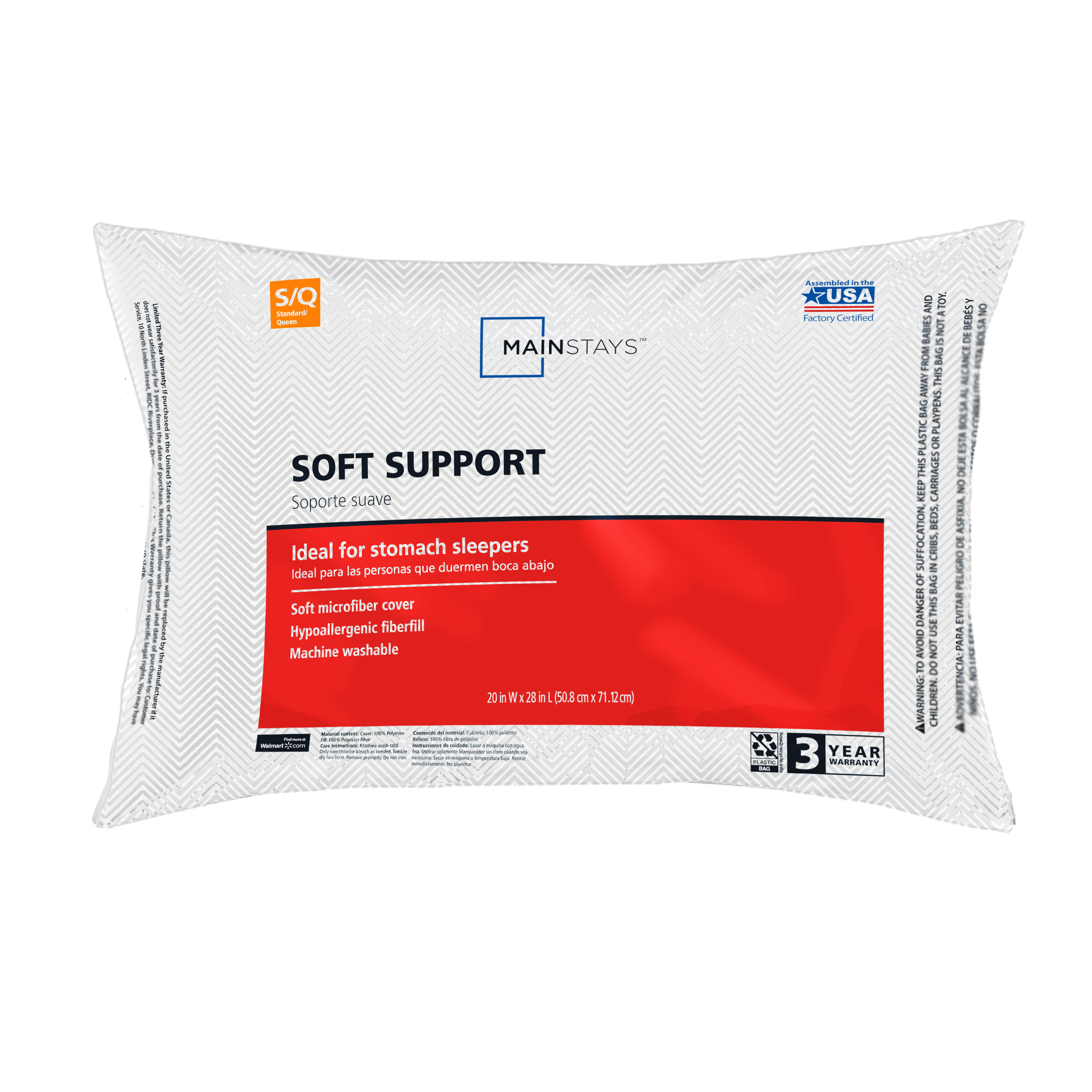 Mainstays Soft Support Pillow - Walmart.com - Walmart.com