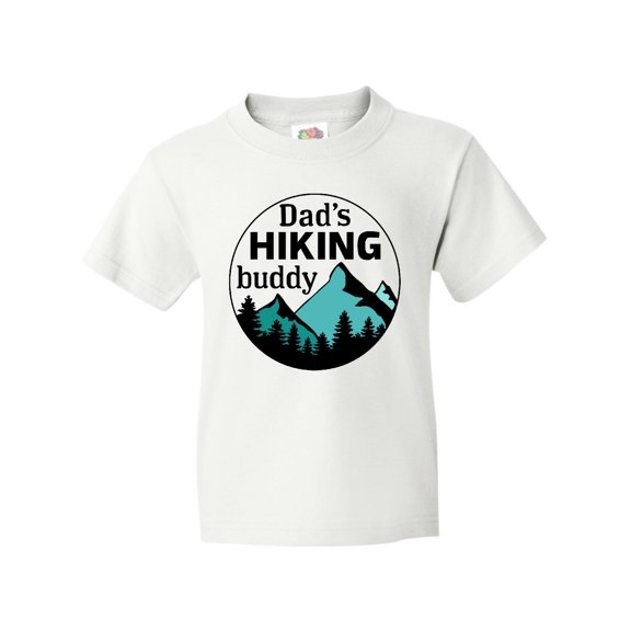 Inktastic Dad's Hiking Buddy with Mountains and Trees Youth T-Shirt