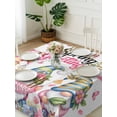thumbnail image 3 of Spring Gnomes Suqare Tablecloth - 60 x 60 Inch, Colorful Flowers Watercolor Butterfly Floral Plant Waterproof & StainResistant Tablecloth, Washable Oil-proof Table Cover for Dining/Party/Wedding, 3 of 9