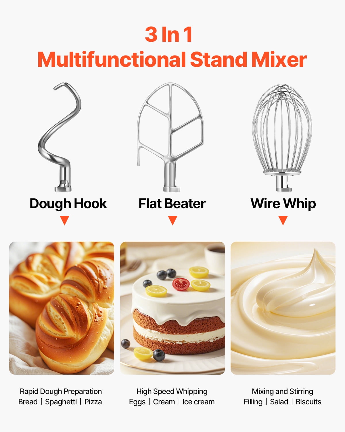 KFFKFF Commercial Food Mixer, 30Qt, 1100W Electric Stand Mixer, 3 Adjustable Speeds 105/180/408 RPM, Stainless Steel Bowl, Dough Hooks, Whisk, and Beater, for Schools, Bakeries, Resta